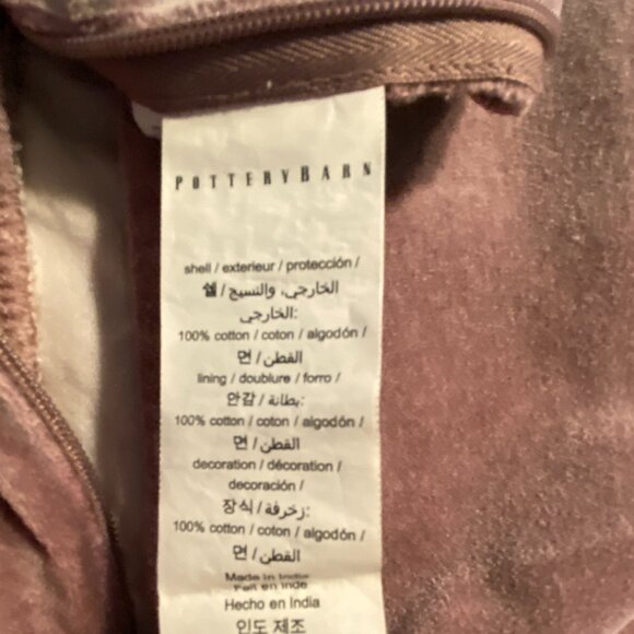 Pottery Barn Velvet Fringe Pillow Cover – Rose Mauve – 22"x22" – 100% Cotton - Picture 2 of 6